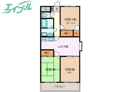 RAUM AZALEE(3LDK/2階)の間取り写真