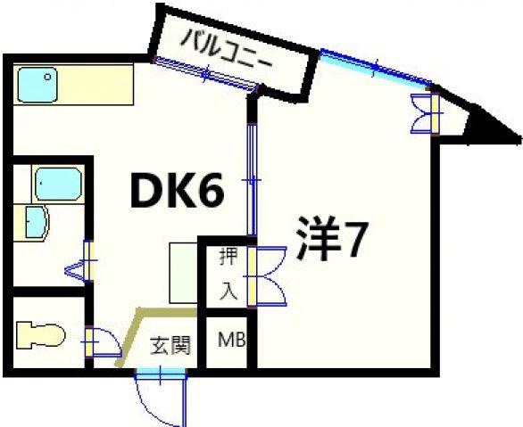 ハイムサンシルク(1DK/4階)の間取り写真