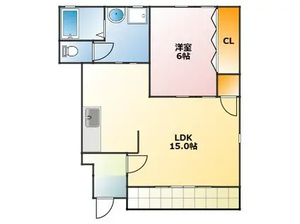 キャプリコーンエスA棟(1LDK/1階)の間取り写真