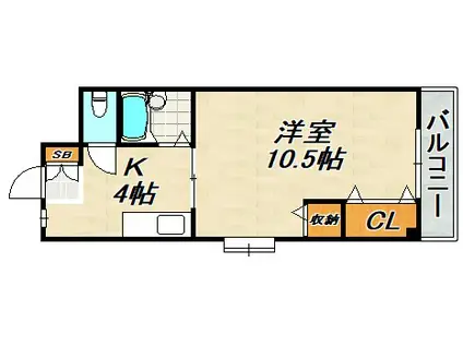 コーポアルム2(1K/3階)の間取り写真