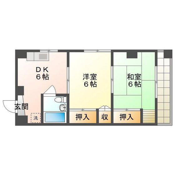渡辺ビル(2DK/4階)の間取り写真
