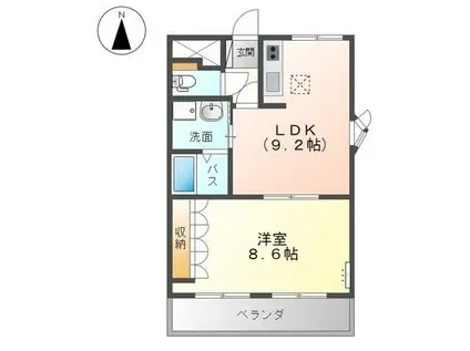 ＪＲ山陽本線 西阿知駅 徒歩17分 2階建 築21年(1LDK/1階)の間取り写真