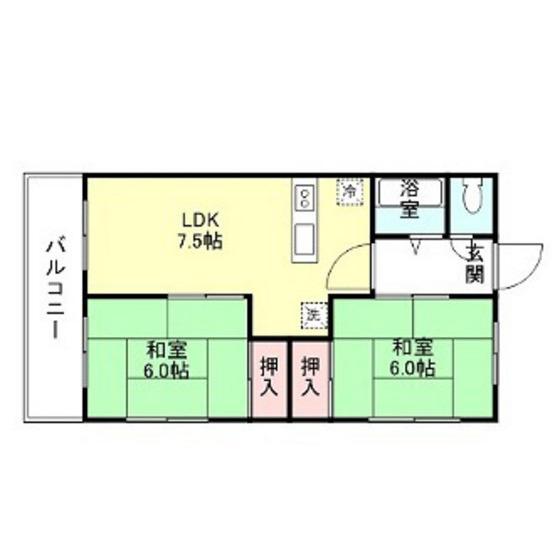 サンシャイン88 A棟(2LDK/7階)の間取り写真