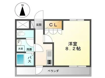 ボンヌール(1K/1階)の間取り写真