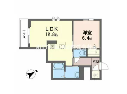 ヴィーエ(1LDK/1階)の間取り写真