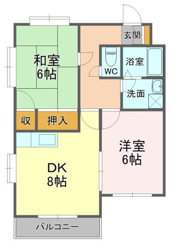 パークヒル(2DK/2階)の間取り写真