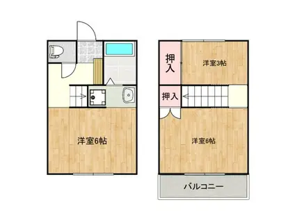コーポ井原(2DK/1階)の間取り写真
