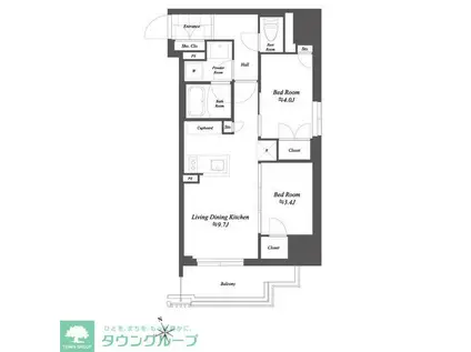 ブランシエスタ浅草雷門(2LDK/4階)の間取り写真