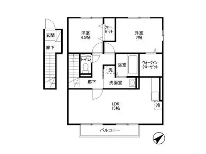 コモドカーサ(2LDK/2階)の間取り写真