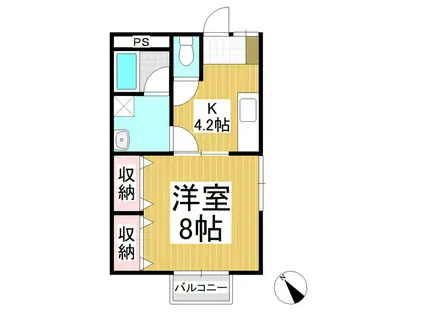 グリーンシエル(1K/2階)の間取り写真