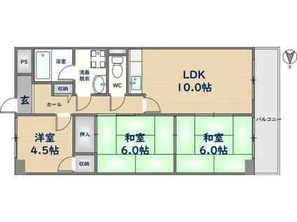 コートヴィレッジ清水(3LDK/1階)の間取り写真