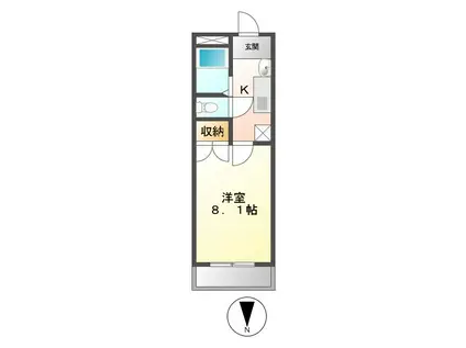 アーバンオクムラ(1K/4階)の間取り写真