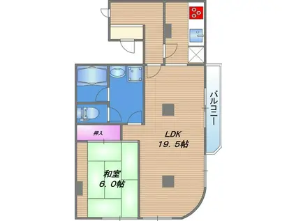 ビルシャナ(1LDK/4階)の間取り写真