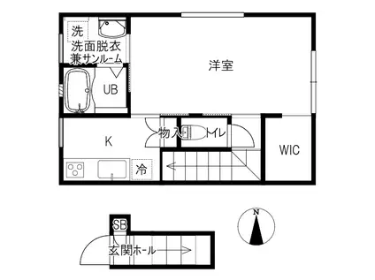HELENE日の出(1K/2階)の間取り写真