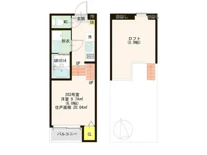 プランドール福田(1K/2階)の間取り写真