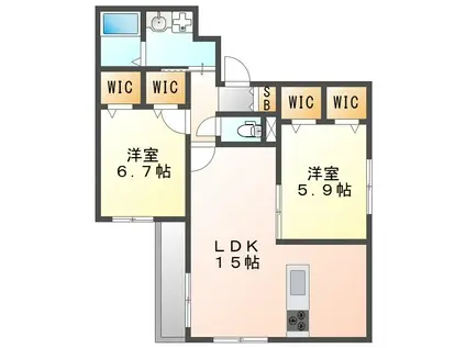 LE BELLE GRAND(2LDK/1階)の間取り写真