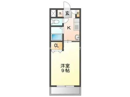 アストラヘリオス(1K/2階)の間取り写真