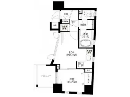 レックス赤坂レジデンス(1LDK/9階)の間取り写真