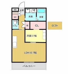 バンベールノース(1LDK/1階)の間取り写真