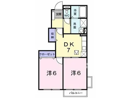 いちごハウスΑ(2DK/1階)の間取り写真