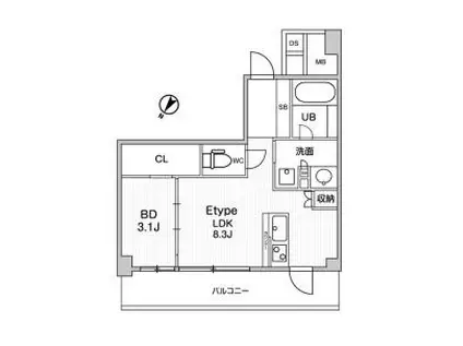 ジェーエムエフレジデンス町田(1LDK/5階)の間取り写真