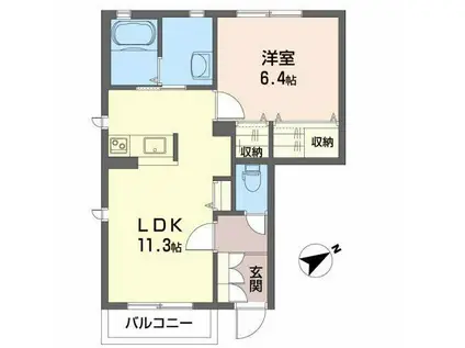 シャーメゾンコトンA(1LDK/1階)の間取り写真