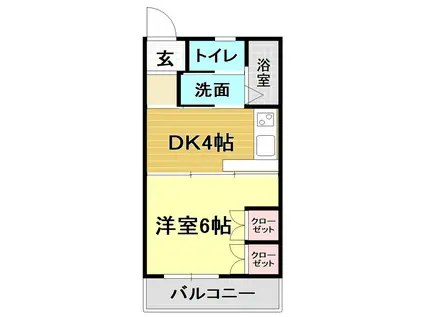コスモハイツ高須IIC(1DK/2階)の間取り写真