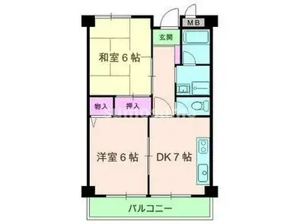 プライムハイツ(2DK/3階)の間取り写真