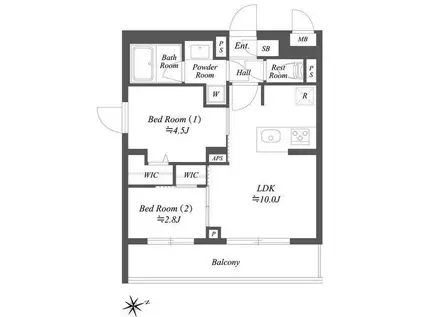 ブランシエスタ用賀(2LDK/3階)の間取り写真