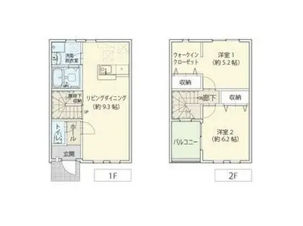 レ・フルーレットB(2LDK/1階)の間取り写真