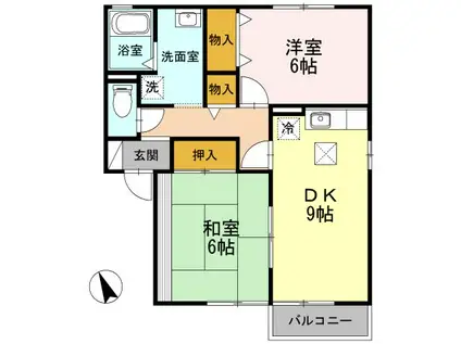 セジュール中丸(2DK/1階)の間取り写真