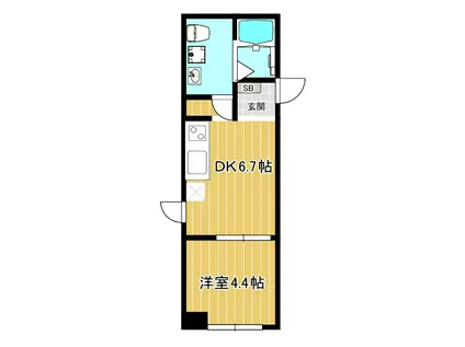 クレドコート品川中延(1DK/4階)の間取り写真