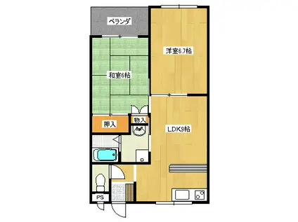 第2東陽マンション(2LDK/1階)の間取り写真