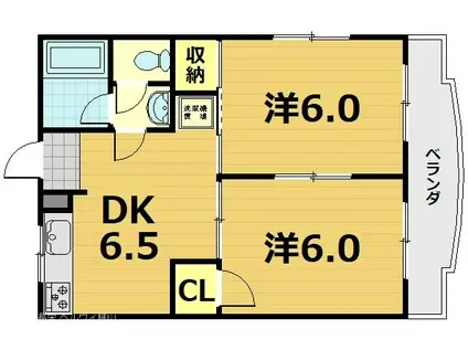 アネックス桃山(2DK/1階)の間取り写真