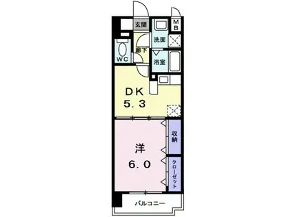 PLEASURES(1DK/6階)の間取り写真