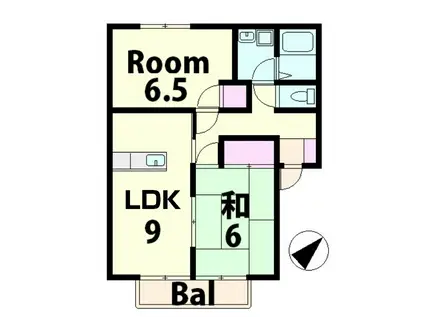 エイミアブル山崎(2LDK/1階)の間取り写真