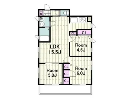 メナーズハイツ(3LDK/3階)の間取り写真