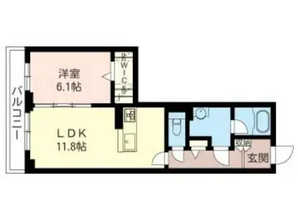 ルミウス飯塚(1LDK/3階)の間取り写真