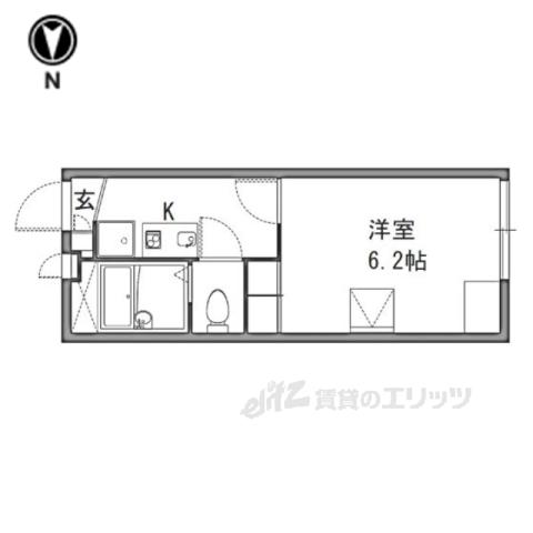 レオパレスオーキッド2(1K/1階)の間取り写真