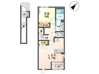 オアシス(1LDK/2階)の間取り写真