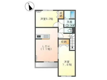 BRIGTH FOUR VIEW(2LDK/2階)の間取り写真