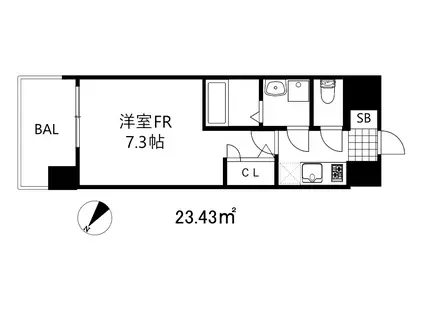 レジュールアッシュ神戸湊川公園(1K/5階)の間取り写真