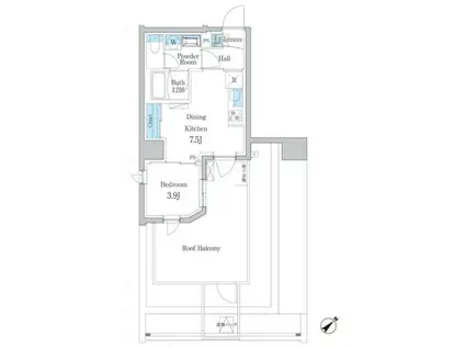 板橋区熊野町M(1DK/7階)の間取り写真