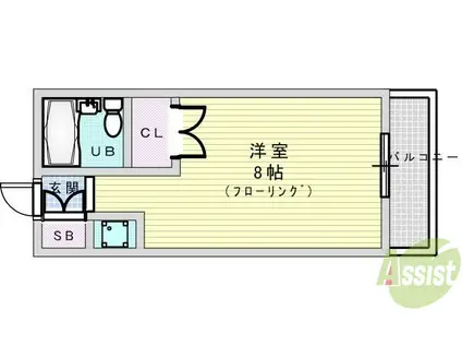 東明マンション江坂Ⅰ(ワンルーム/6階)の間取り写真