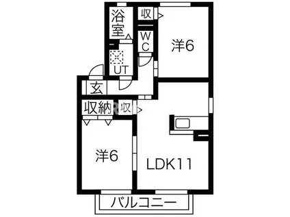 サンライフ旭(2LDK/1階)の間取り写真