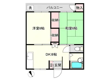 ロアールハイツ(2DK/3階)の間取り写真