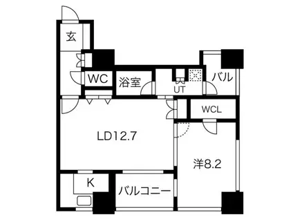 アルグラッドザ・タワー心斎橋(1LDK/12階)の間取り写真