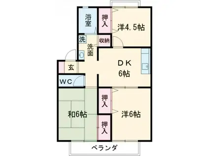 セジュール・ケイ(3DK/2階)の間取り写真