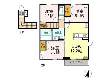 絆III(3LDK/2階)の間取り写真