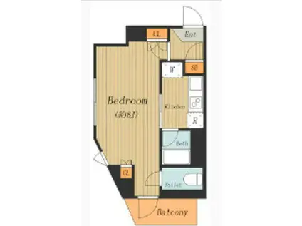 プレールドゥーク品川西大井(1K/3階)の間取り写真